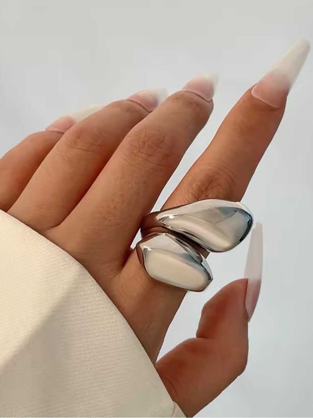 Zara Modern Silver TonyStatement Ring - Women's Fashion Jewelry NWOT